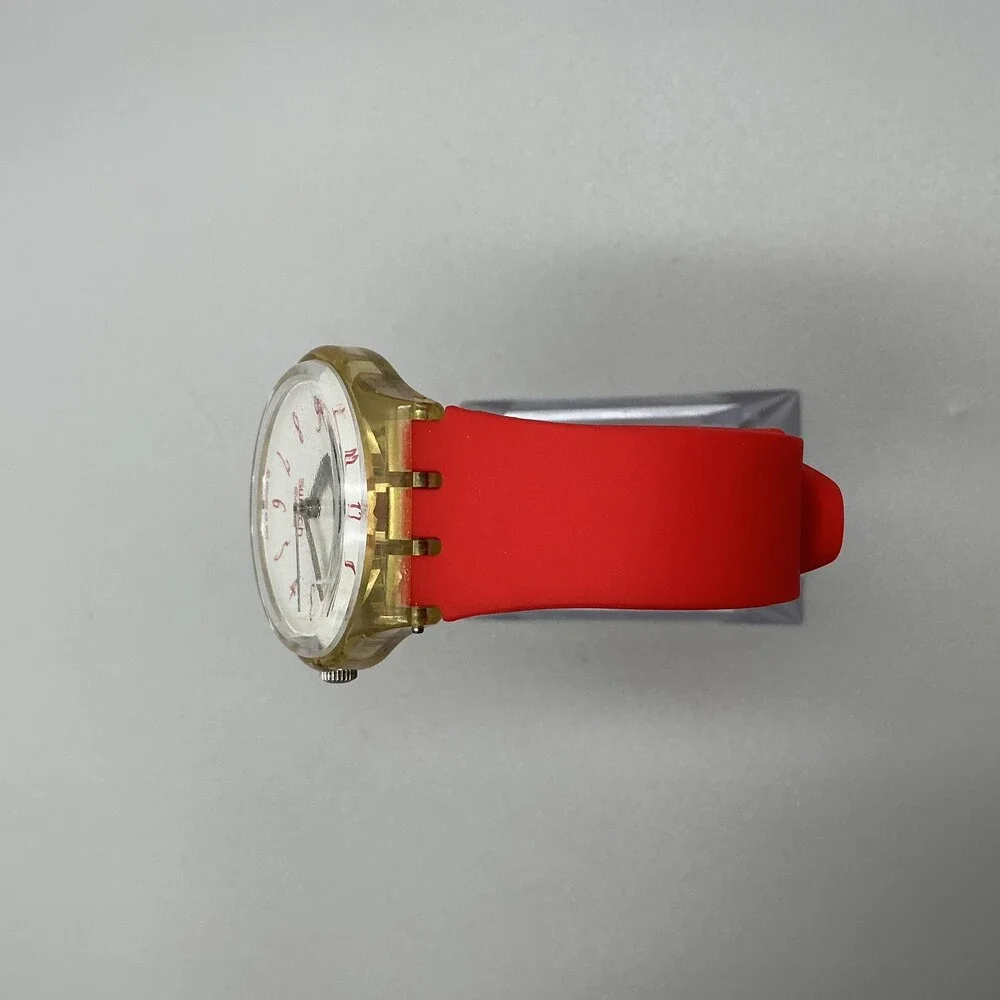 Swatch Lady Infusion Womens Watch 34mm White Dial Red Strap Swiss New Battery